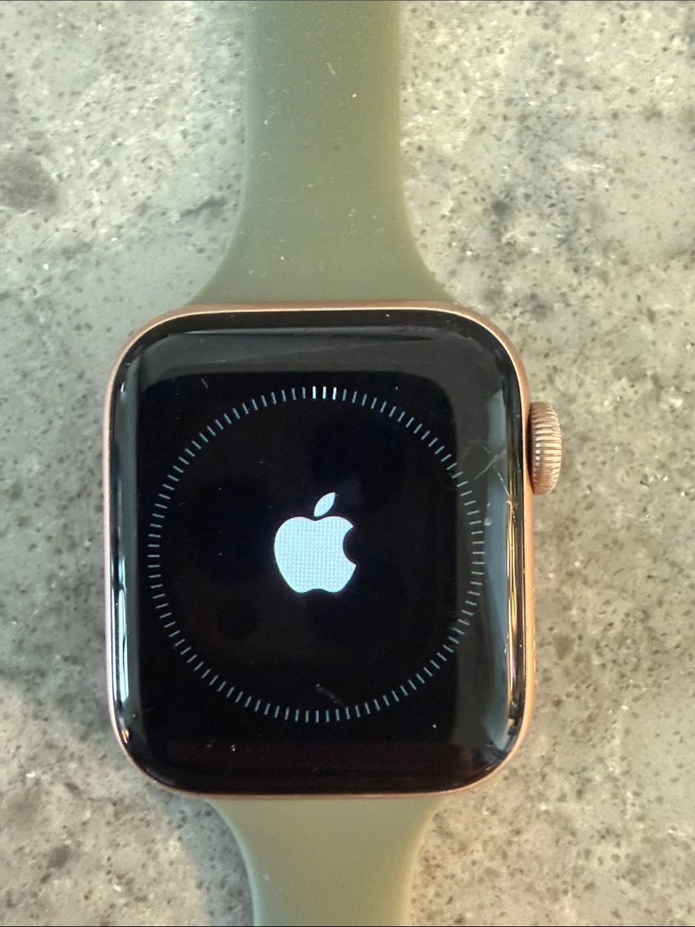 Series 5 Apple Watch with Olive Green Sport Band and Rose Gold Case - Apple